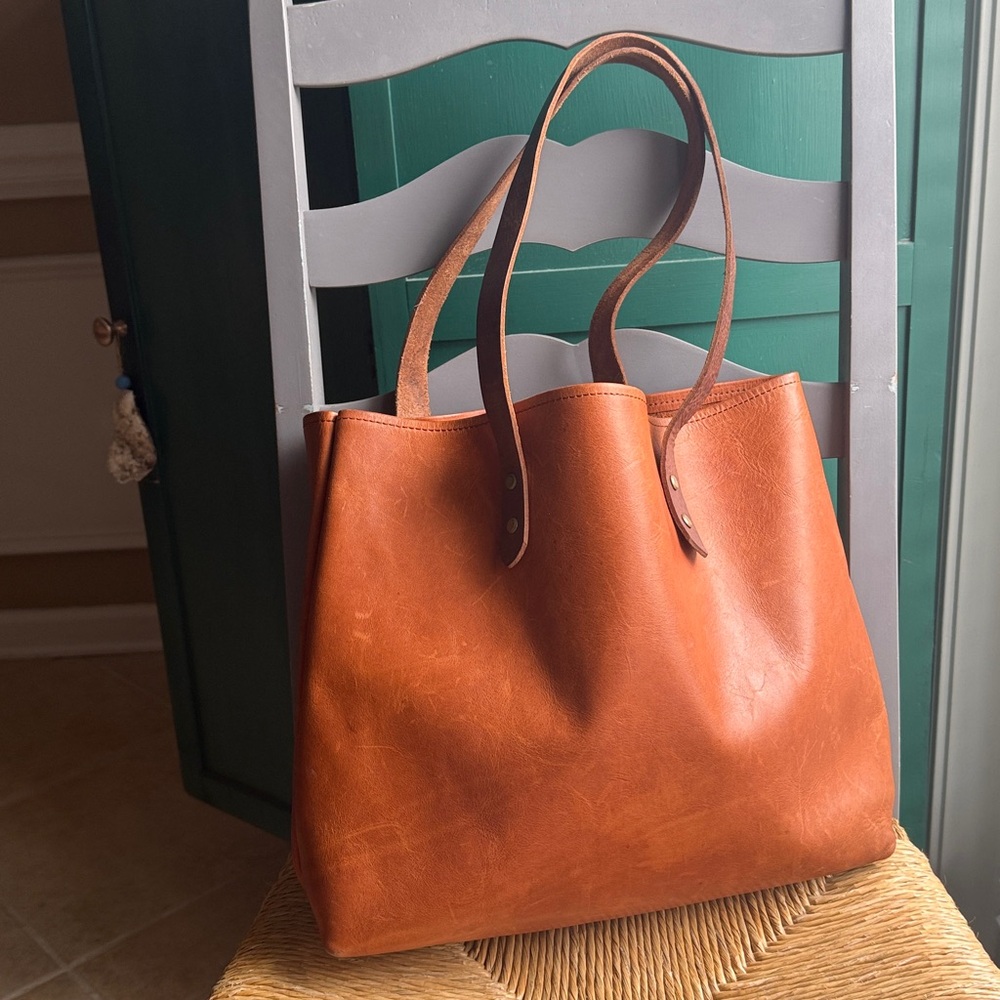 Anthropologie Leather Tote in Cognac Brown - Picture 13 of 13